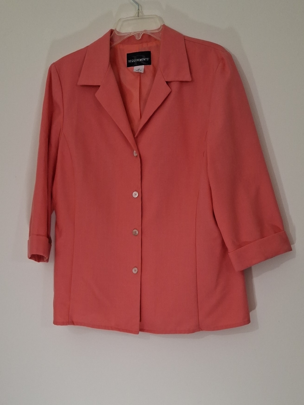 Requirements Coral Notched-Collar Button Blazer, Size 16
